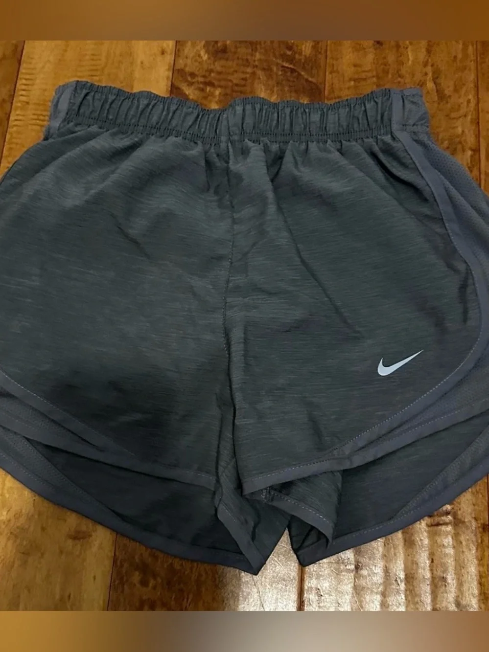 Nike Women’s Dark Charcoal Athletic Shorts with Light Swoosh